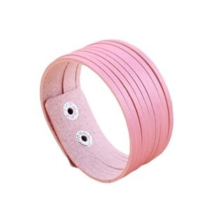 Bubblegum Pink Split Leather Band Bracelet
